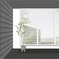 Modern Interior Room With White Window Blinds Natural Light And Potted Plant