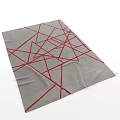 Gray Square Rug With Red Geometric Lines And Modern Abstract Design 3d model