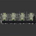 Industrial Processing System With White Vessels Black Pipes And Green Valves