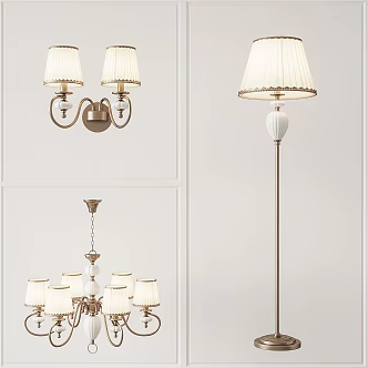 American style lamp combination chandelier floor lamp wall lamp combination 3d model