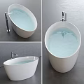 Modern White Freestanding Bathtub With Chrome Faucet And Clear Water In Bathroom Design