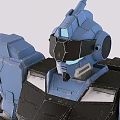 Blue Robot Model With Weapon Accessory Yellow Cross And Small Sphere 3d model