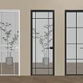 Modern Interior Swing Doors With Glass Panels And Different Color Frames 3d model