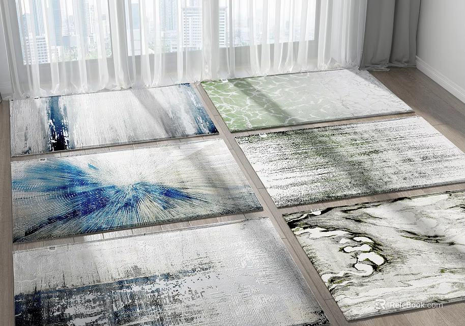 Square Rugs With Modern Abstract Patterns For Home Living Room Decor 3d model 