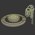 Industrial Circular Platform With Concentric Ring Design And Metallic Mechanical Device