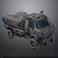 Military Ambulance Vehicle with Armored Exterior Red Cross Marking Heavy Duty Tires and Front Headlights