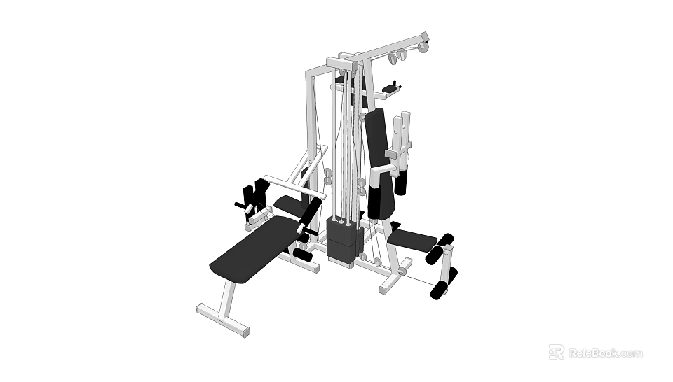 Multifunctional Fitness Equipment For Home Gym Training With Weight Bench And Pulley System 3d model 