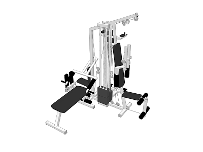 Multifunctional Fitness Equipment For Home Gym Training With Weight Bench And Pulley System 3d model