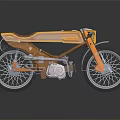 Vintage Orange And Yellow Motorcycle With Number 48 Brown Seat And Metallic Parts
