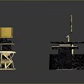 Black Marble Decorative Items With Gold Accents And Glossy Finish Furniture Pieces