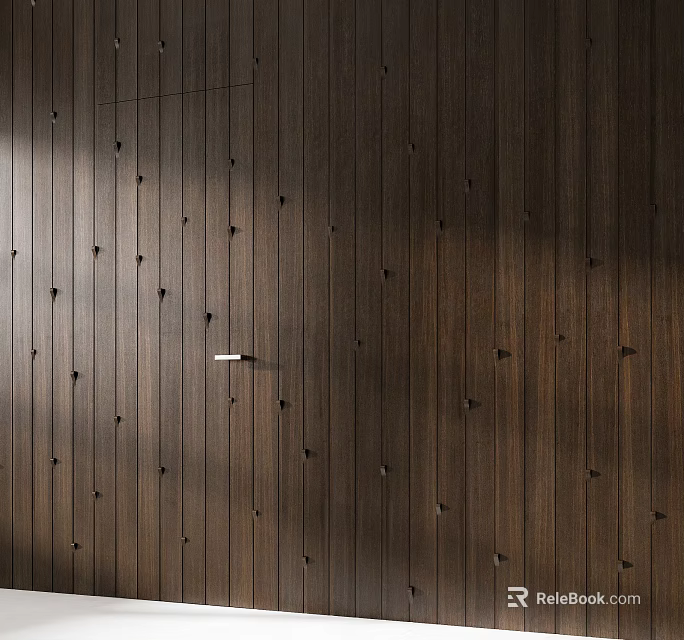 Modern Wooden Wall Paneling Interior Design With Decorative Nails And Smooth Texture 3d model 