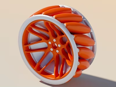Orange And White Modern Tire Design With Spoked Wheel Rim Structure 3d model