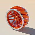 Orange And White Modern Tire Design With Spoked Wheel Rim Structure