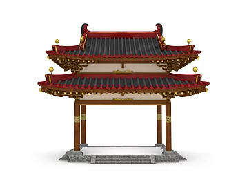 Chinese style pavilion with heavy eaves 3d model