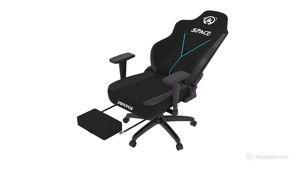 Black Gaming Office Chair With Green Accents Footrest Adjustable Armrests And Jorve SPACE 3d model 