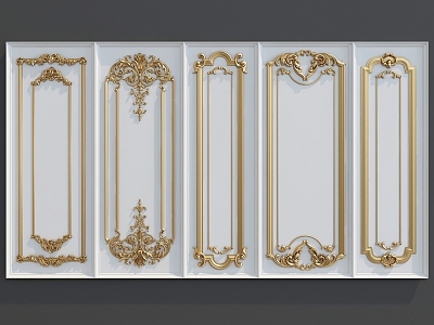 European-style wall panel carved wall decoration 3d model