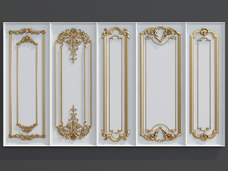 European-style wall panel carved wall decoration 3d model