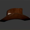 Red Leather Cowboy Hat With Ace Of Spades Card And Brass Badge Decoration