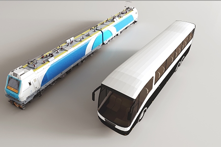 Modern transportation, light rail, subway, high-speed rail, bus, bus 3d model