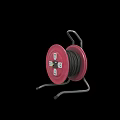 Red Circular Daily Electrical Appliance with Metal Stand and Practical Design