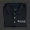 Navy Blue Polo Shirt with Collar Buttons and Worldviz Logo Design