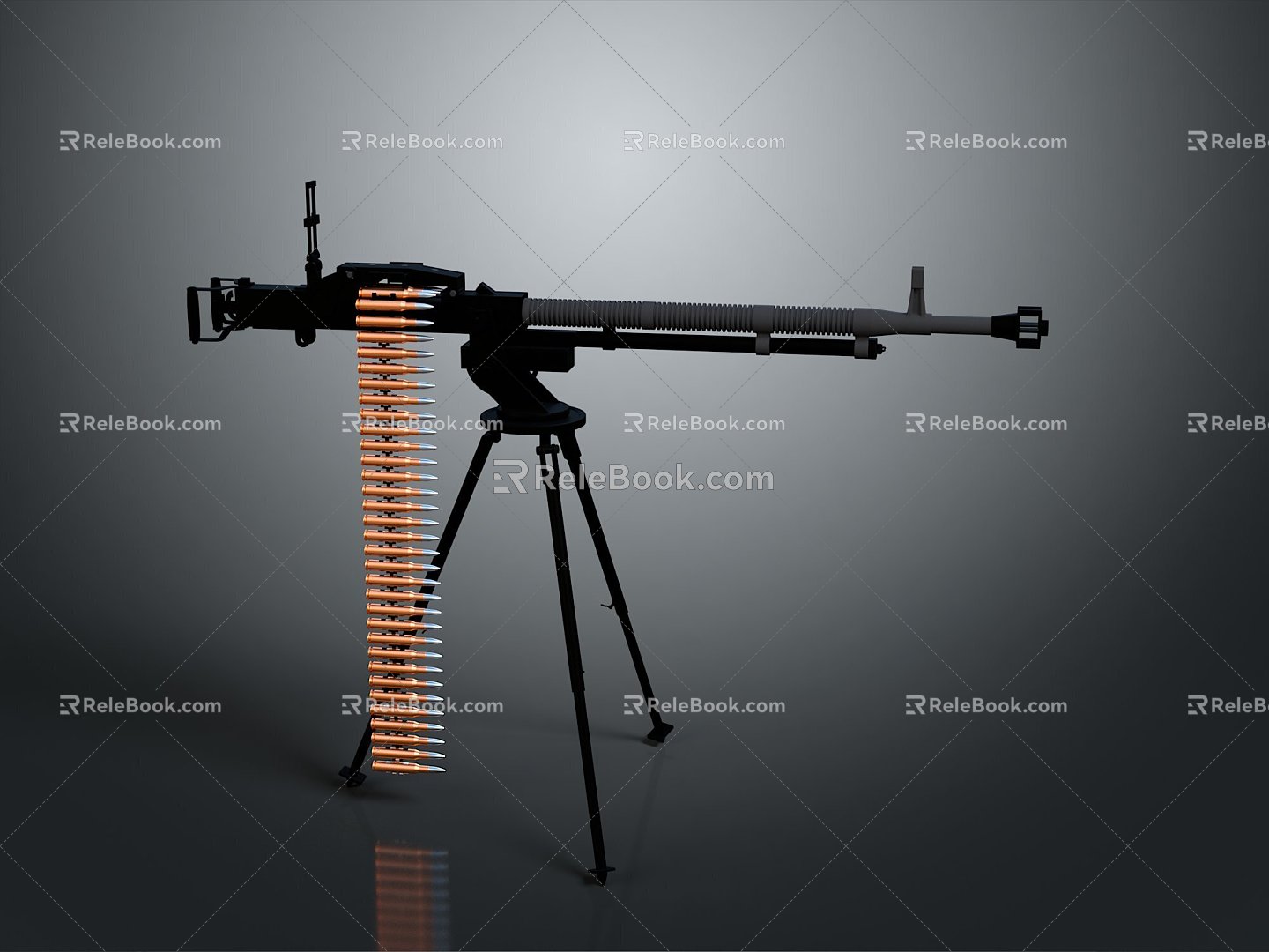 Browning Machine Gun Browning Browning Gatling White Machine Gun Machine Gun Bullet Military 3d model