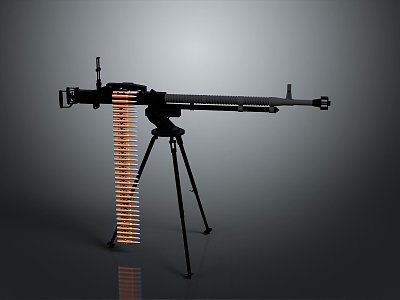 Browning Machine Gun Browning Gatling White Machine Gun Machine Gun Bullet Military 3d model