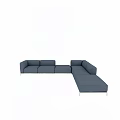 Gray L shaped Modern Sectional Sofa With Modular Design And Metal Legs 3d model