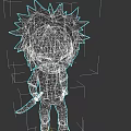 Game Movie Character With Spiky Red Hair Red Eyes Red Jacket Black Pants And Tail