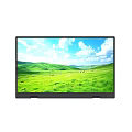 Monitor Displaying Green Meadow With Rolling Mountains Blue Sky And Grazing Sheep