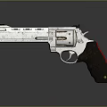 Silver Metal Revolver With Black Grip And Detailed Firearm Design Features