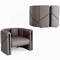 Stylish Modern Single Sofa With Geometric Lines And Structured Fabric Upholstery Design 3d model
