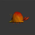 Cartoon Character And Creature With Yellow Shell Like Body Red Spines And Orange Glow Background