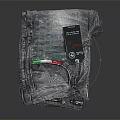 Classic Blue Denim Jeans Stacked With Brand Tags On Black Background