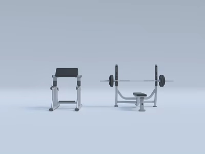 Professional Sports Equipment Featuring Adjustable Weight Bench And Barbell Rack For Fitness Training 3d model