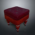 Comfortable Ottoman With Red Padded Cushion Wooden Base And White Accent Legs