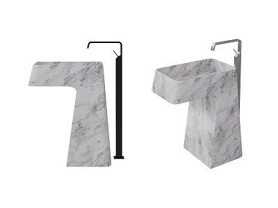 Two Different Modern Marble Washbasin Designs With Sleek Faucet And Stand 3d model
