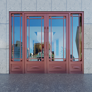 Modern double-door bronze door 3d model