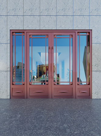 Modern double-door bronze door 3d model