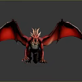 Red Mythical Dragon With Detailed Wings In 3D Rendered Standing Pose