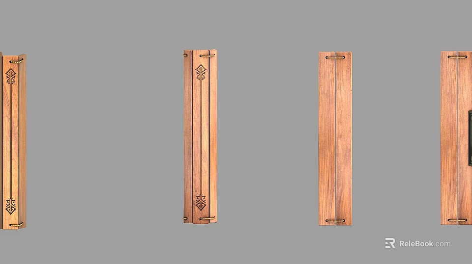 Two Long Wooden Decorative Strips With Carved Patterns And Smooth Surfaces 3d model 