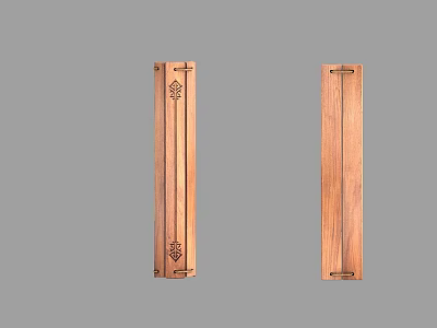 Two Long Wooden Decorative Strips With Carved Patterns And Smooth Surfaces 3d model