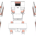 Modern Office Desk Layout with Partitions and Chairs in Workspace Arrangement