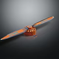 Orange Airplane With Long Slender Wings Blue Logos And Central Fan Propeller