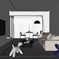 Modern Living Room Interior With White Sofa Floor Lamp Coffee Table And Decorative Items