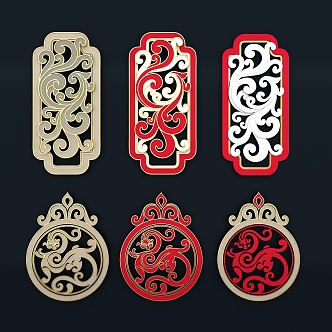 Chinese style dragon pattern auspicious pattern classical auspicious festive dragon pattern totem pattern decorative pattern jade pendant hollow carving 3d model