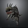 Mythical Creature Character With Silver Skin Multiple Spikes Sharp Teeth And Red Claws 3d model