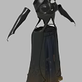 Elegant Black Long Dress with Intricate Shoulder Design and Ornate Hem Decorations