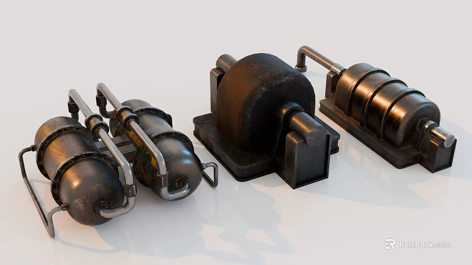 Industrial Equipment Mechanical Metal Components and Parts for Machinery Applications 3d model 
