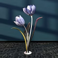 Modern Floral Display With Purple Tulips White Base And Soft Shadow Effects